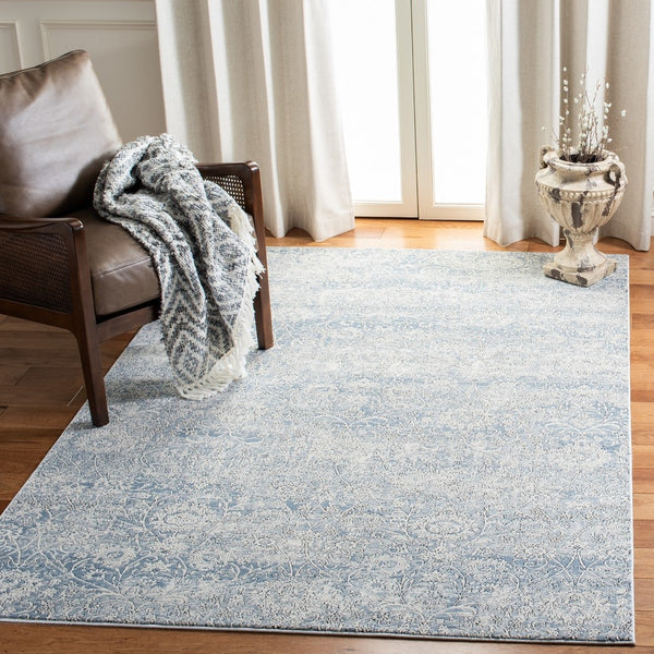 Alhambra 600 Alhambra 617 Traditional Power Loomed 60% Polypropylene, 40% Shrink Poly Rug Ivory / Blue