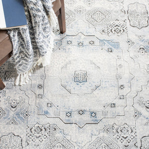 Alhambra 600 Alhambra 629 Traditional Power Loomed 60% Polypropylene, 40% Shrink Poly Rug Grey / Blue