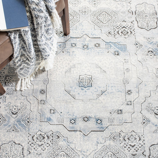 Alhambra 600 Alhambra 629 Traditional Power Loomed 60% Polypropylene, 40% Shrink Poly Rug Grey / Blue