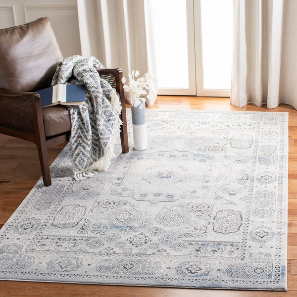 Alhambra 600 Alhambra 629 Traditional Power Loomed 60% Polypropylene, 40% Shrink Poly Rug Grey / Blue