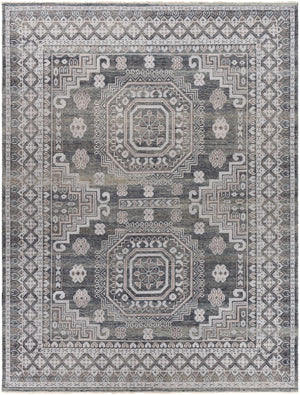 Almeria ALM-2300 Traditional Wool, Viscose Rug ALM2300-81012 Charcoal, Medium Gray, Beige, Pale Blue, Cream 60% Wool, 40% Viscose 8'10" x 12'