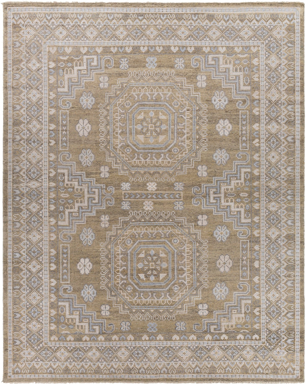 Almeria ALM-2301 Traditional Wool, Viscose Rug ALM2301-81012 Wheat, Medium Gray, Pale Blue, Beige, Cream, Charcoal 60% Wool, 40% Viscose 8'10" x 12'