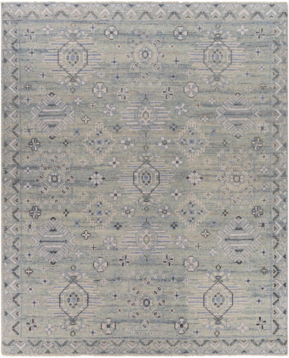 Almeria ALM-2302 Traditional Wool, Viscose Rug ALM2302-81012 Denim, Charcoal, Sage, Beige, Cream, Garnet 60% Wool, 40% Viscose 8'10" x 12'