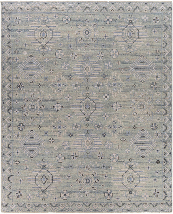 Almeria ALM-2302 Traditional Wool, Viscose Rug ALM2302-81012 Denim, Charcoal, Sage, Beige, Cream, Garnet 60% Wool, 40% Viscose 8'10" x 12'