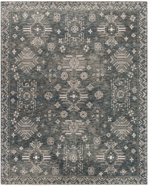 Almeria ALM-2303 Traditional Wool, Viscose Rug ALM2303-81012 Sage, Dark Green, Medium Gray, Charcoal, Cream 60% Wool, 40% Viscose 8'10" x 12'