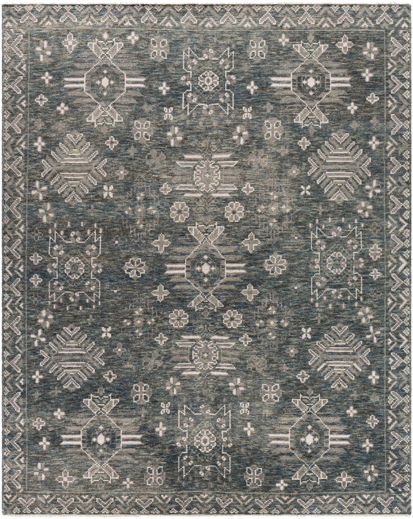 Almeria ALM-2303 Traditional Wool, Viscose Rug ALM2303-81012 Sage, Dark Green, Medium Gray, Charcoal, Cream 60% Wool, 40% Viscose 8'10" x 12'