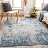 Alpine ALP-2310 Modern Polypropylene, Polyester Rug ALP2310-93123 Denim, Medium Gray, Charcoal, White 60% Polypropylene, 40% Polyester 9' x 12'4"