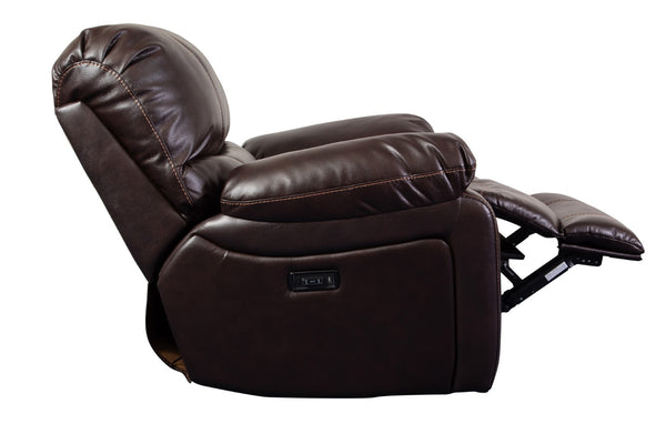 Porter Designs Ramsey Leather-Look Glider Transitional Recliner Brown 03-112C-05-6013