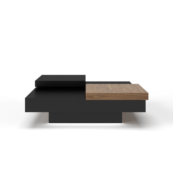 VIG Furniture Modrest Ambry Modern Walnut and Flat Black Coffee Table VGBB-MH1412-FB