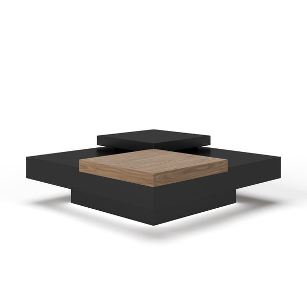 VIG Furniture Modrest Ambry Modern Walnut and Flat Black Coffee Table VGBB-MH1412-FB