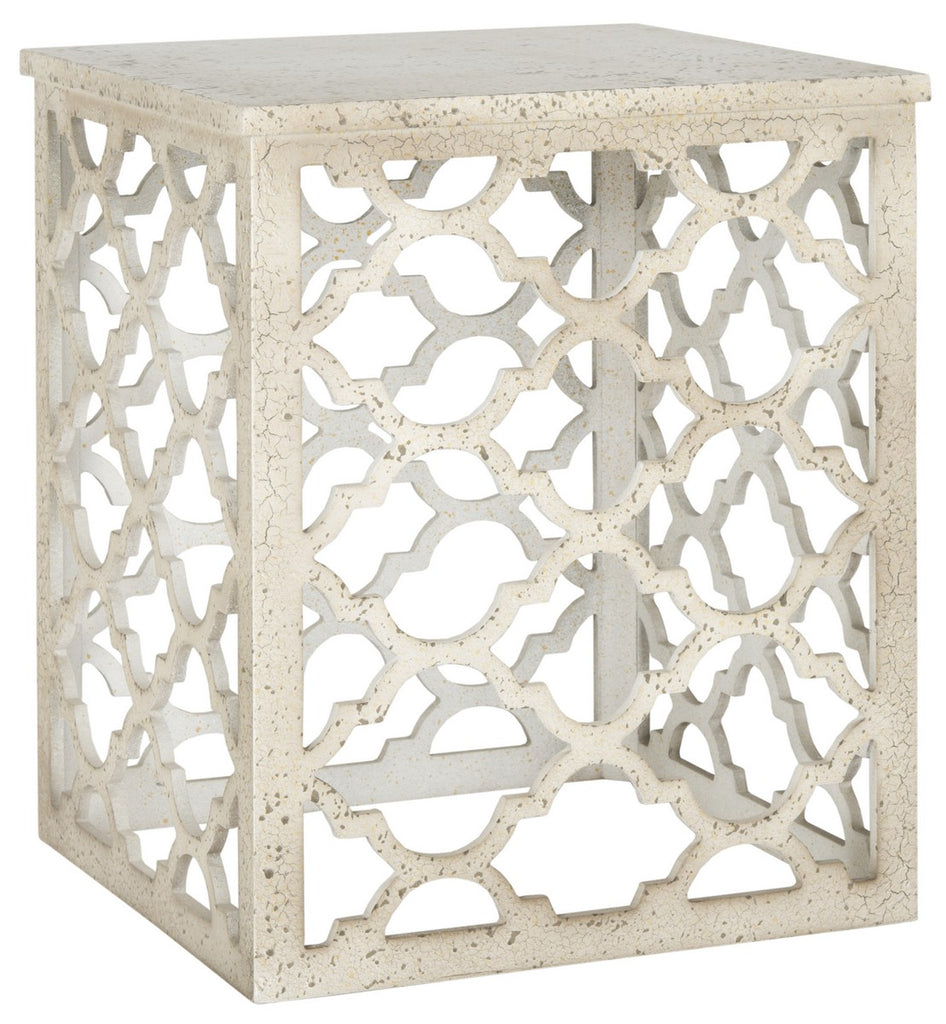 Safavieh Lonny End Table Distressed White Wood NC Coating MDF AMH1507A 683726367734
