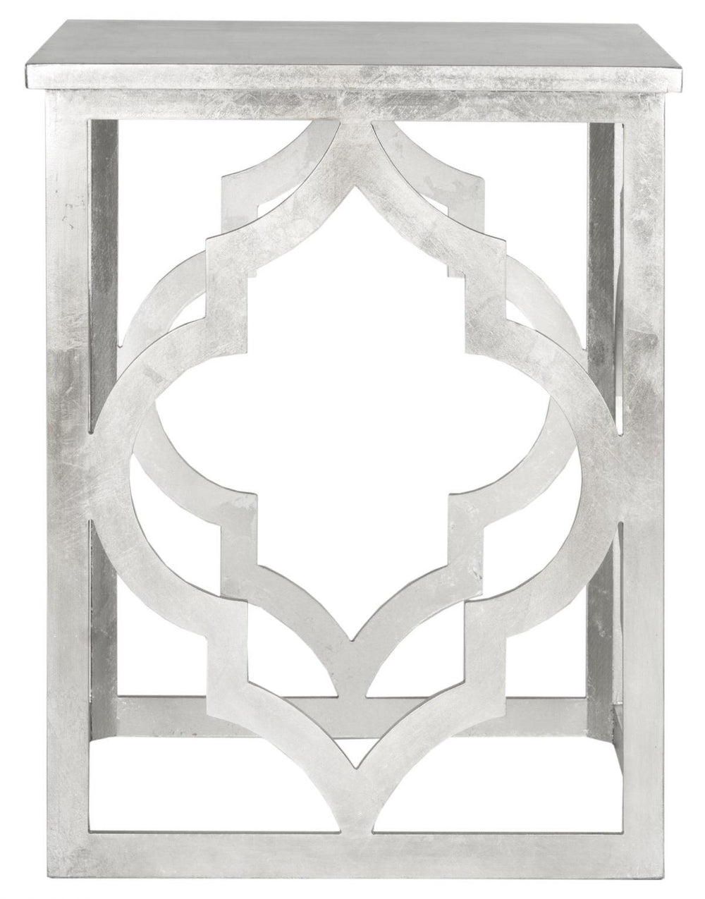 Safavieh Milo End Table Trellis Silver Leaf Wood NC Coating MDF AMH1508A 683726367864