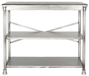 Safavieh Jamison Bookcase Medium Dark Silver Wood NC Coating MDF Iron AMH1535A 683726370253