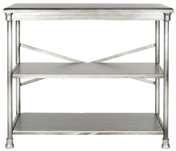 Safavieh Jamison Bookcase Medium Dark Silver Wood NC Coating MDF Iron AMH1535A 683726370253