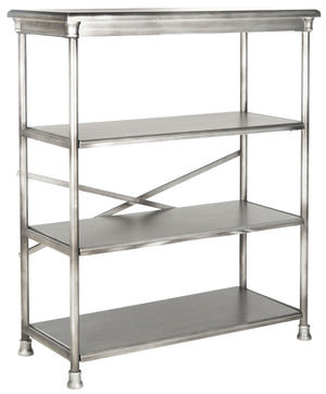 Safavieh Jamison Bookcase Large Dark Silver Wood NC Coating MDF Iron AMH1536A 683726370260