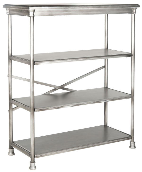 Safavieh Jamison Bookcase Large Dark Silver Wood NC Coating MDF Iron AMH1536A 683726370260