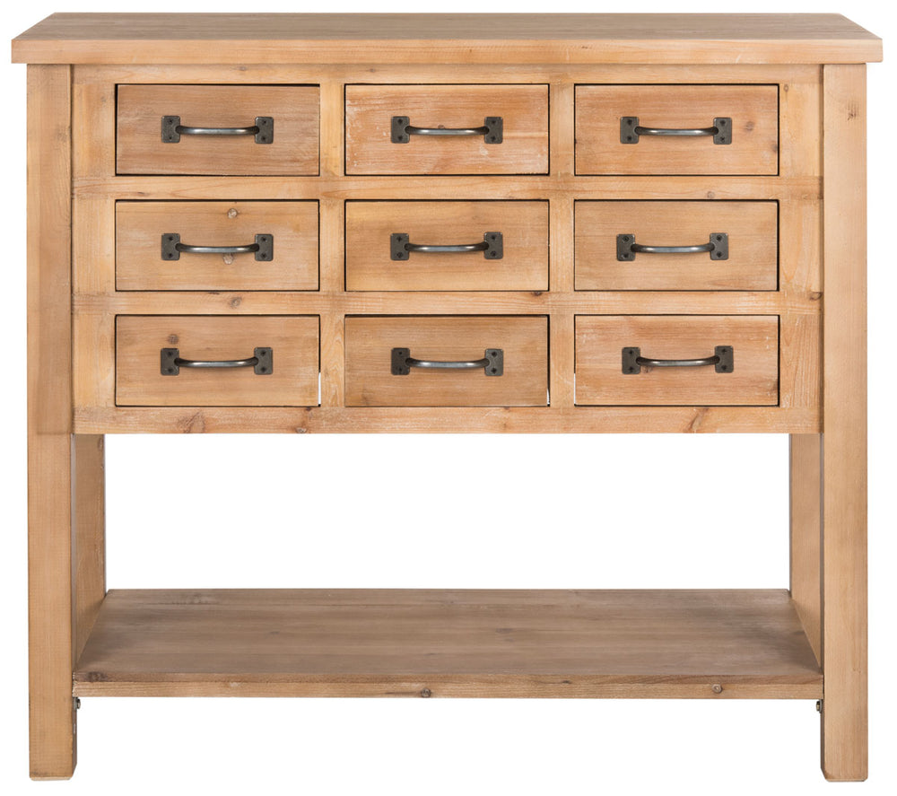 Safavieh Mendie Chest 9 Drawer Natural Oak Wood NC Coating Fir MDF AMH1552A 683726952534