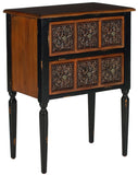 Safavieh Kenneth Side Table 2 Drawer Dark Brown Wood NC Lacquer Coating Birch Iron AMH4052A 683726516675