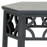 Safavieh Connr End Table Hexagon Charcoal Grey Wood Bayur AMH4602B 683726755333