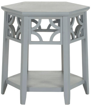 Safavieh Connr End Table Hexagon Pearl Blue Grey Wood Bayur AMH4602C 683726755340