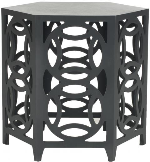 Safavieh Natanya Side Table Charcoal Grey Wood Bayur MDF AMH4613A 683726754992