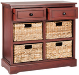 Safavieh Herman Storage Unit Wicker Baskets Red Wood Water Based Paint Pine Aluminum Alloy AMH5702E 683726214854