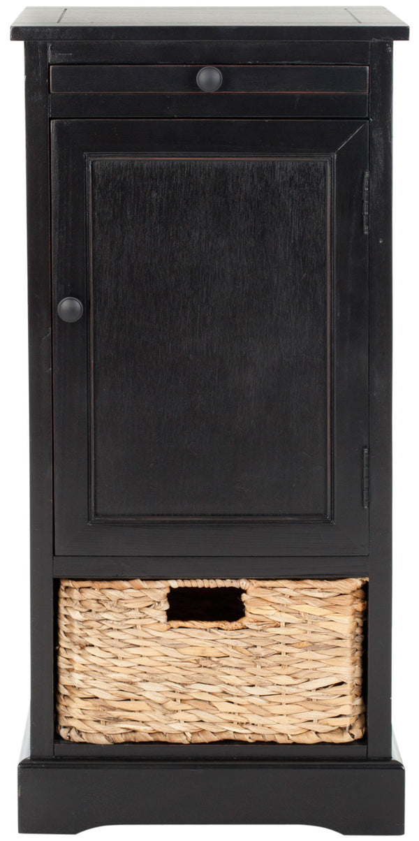 Safavieh Raven Storage Unit Tall Distressed Black Wood Water Based Paint Pine Aluminum Alloy AMH5703B 683726471547
