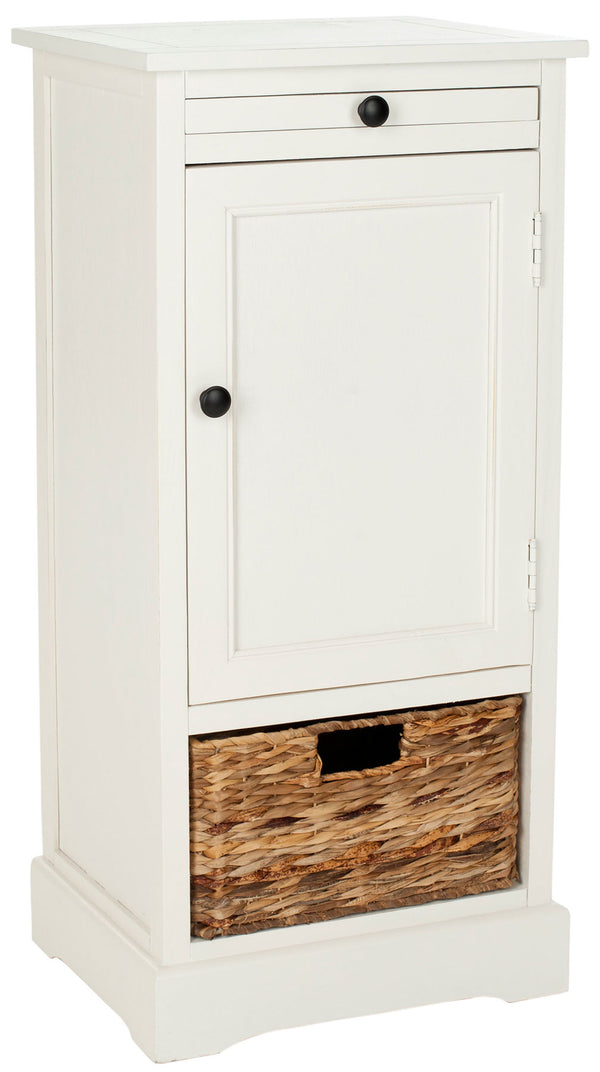 Safavieh Raven Storage Unit Tall Distressed Cream Wood Water Based Paint Pine Aluminum Alloy AMH5703C 683726470915