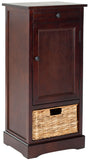 Safavieh Raven Storage Unit Tall Dark Cherry Wood Water Based Paint Pine Aluminum Alloy AMH5703D 683726470922