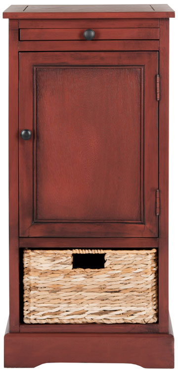 Safavieh Raven Storage Unit Tall Red Wood Water Based Paint Pine Aluminum Alloy AMH5703E 683726214885