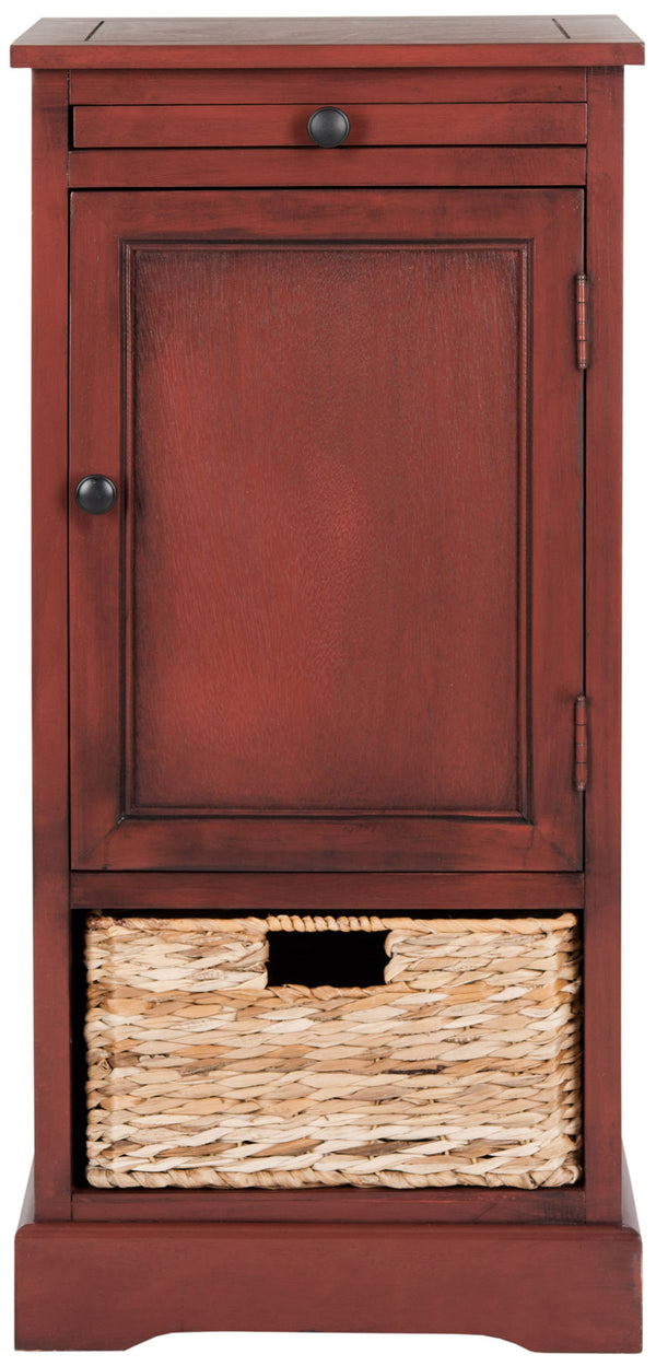 Safavieh Raven Storage Unit Tall Red Wood Water Based Paint Pine Aluminum Alloy AMH5703E 683726214885
