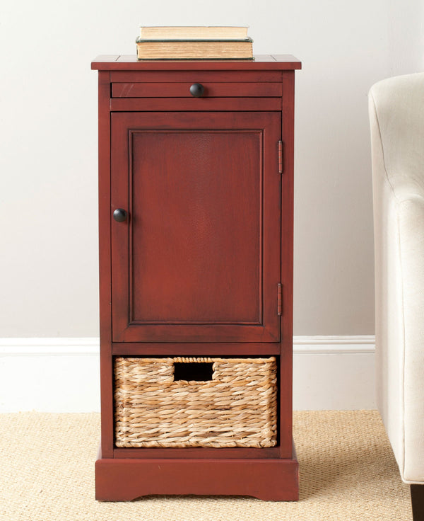 Safavieh Raven Storage Unit Tall Red Wood Water Based Paint Pine Aluminum Alloy AMH5703E 683726214885