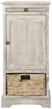 Safavieh Raven Storage Unit Tall Vintage White Wood Water Based Paint Pine Aluminum Alloy AMH5703F 889048039292