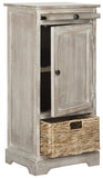 Safavieh Raven Storage Unit Tall Vintage White Wood Water Based Paint Pine Aluminum Alloy AMH5703F 889048039292