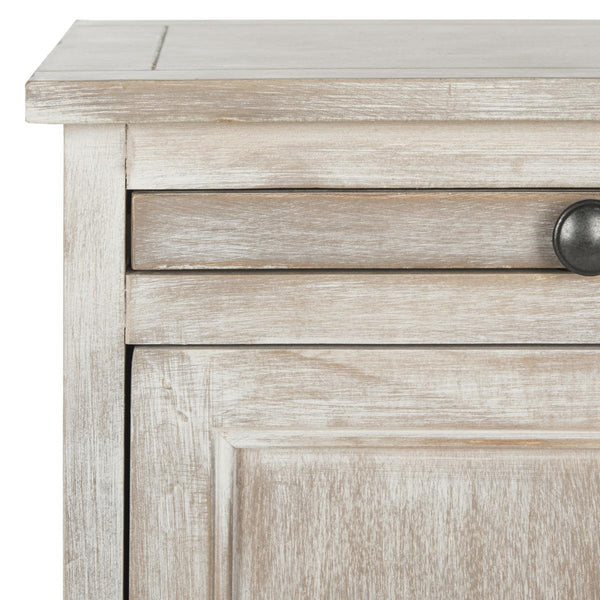 Safavieh Raven Storage Unit Tall Vintage White Wood Water Based Paint Pine Aluminum Alloy AMH5703F 889048039292