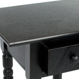 Safavieh Sabrina End Table Storage Drawer Distressed Black Wood Water Based Paint Pine Aluminum Alloy AMH5704B 683726470984