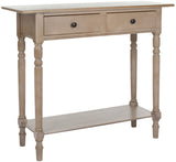 Safavieh Rosemary Console 2 Drawer Vintage Grey Wood Water Based Paint Pine Aluminum Alloy AMH5705A 683726471035