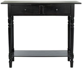 Safavieh Rosemary Console 2 Drawer Distressed Black Wood Water Based Paint Pine Aluminum Alloy AMH5705B 683726471066