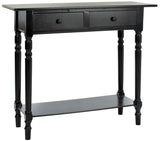 Safavieh Rosemary Console 2 Drawer Distressed Black Wood Water Based Paint Pine Aluminum Alloy AMH5705B 683726471066