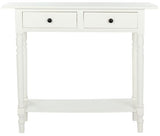 Safavieh Rosemary Console 2 Drawer Distressed Cream Wood Water Based Paint Pine Aluminum Alloy AMH5705C 683726471059