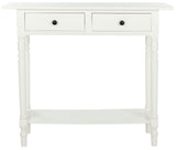 Safavieh Rosemary Console 2 Drawer Distressed Cream Wood Water Based Paint Pine Aluminum Alloy AMH5705C 683726471059