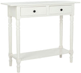 Safavieh Rosemary Console 2 Drawer Distressed Cream Wood Water Based Paint Pine Aluminum Alloy AMH5705C 683726471059