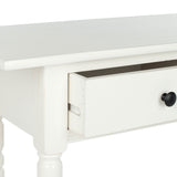 Safavieh Rosemary Console 2 Drawer Distressed Cream Wood Water Based Paint Pine Aluminum Alloy AMH5705C 683726471059