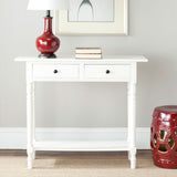 Safavieh Rosemary Console 2 Drawer Distressed Cream Wood Water Based Paint Pine Aluminum Alloy AMH5705C 683726471059