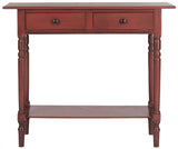 Safavieh Rosemary Console 2 Drawer Red Wood Water Based Paint Pine Aluminum Alloy AMH5705E 683726214915