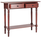 Safavieh Rosemary Console 2 Drawer Red Wood Water Based Paint Pine Aluminum Alloy AMH5705E 683726214915