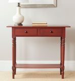 Safavieh Rosemary Console 2 Drawer Red Wood Water Based Paint Pine Aluminum Alloy AMH5705E 683726214915