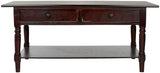 Safavieh Boris Coffee Table 2 Drawer Dark Cherry Wood Water Based Paint Pine Aluminum Alloy AMH5706D 683726471110