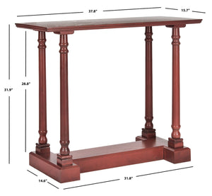 Regan Console Table - Elegant Pine Furniture in Rust Red Finish for Stylish Home Decor Displays
