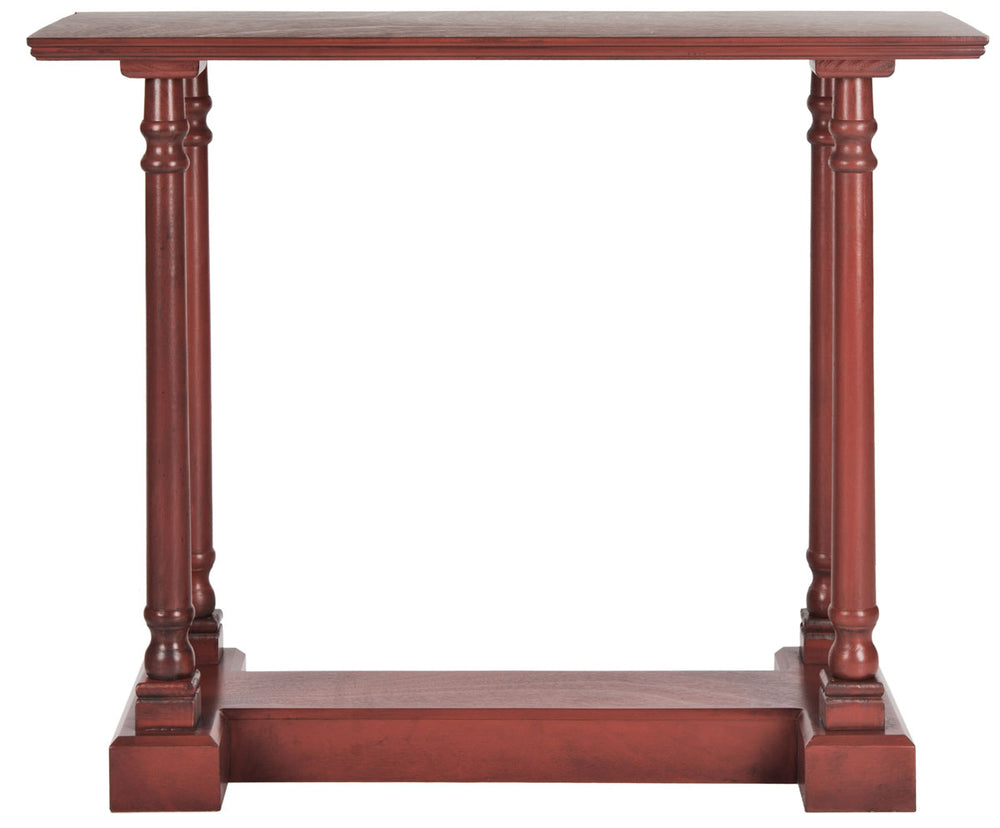 Regan Console Table - Elegant Pine Furniture in Rust Red Finish for Stylish Home Decor Displays